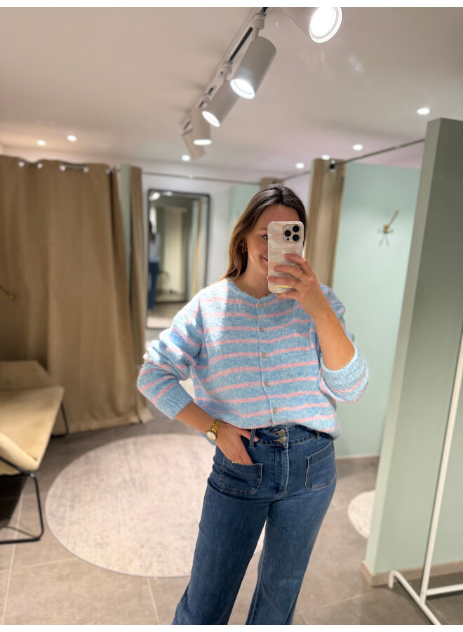 Lana Striped Cardigan Blue