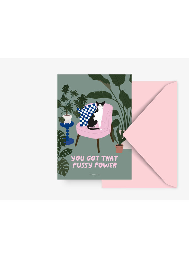 Wenskaart Pussy Power