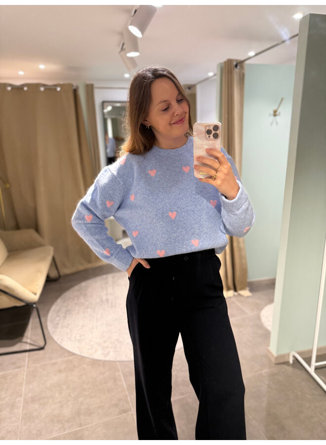 Florence Heart Knit Blue