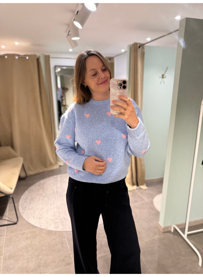 Florence Heart Knit Blue
