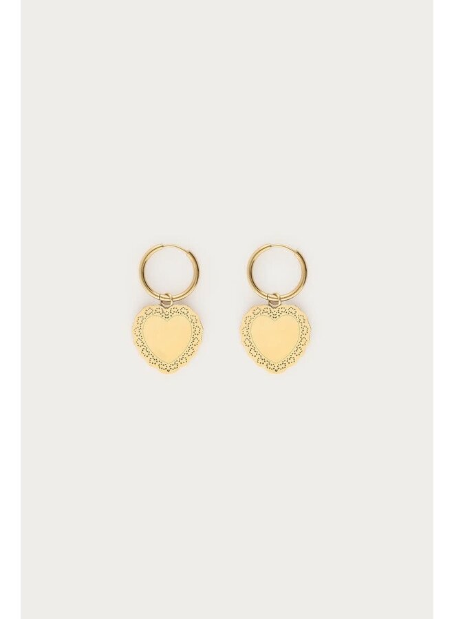 Love Oorringen met Groot Hartvormige Bedel Goud