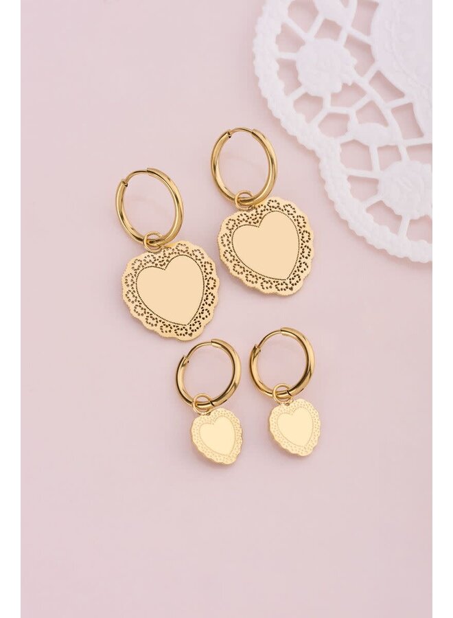 Love Oorringen met Groot Hartvormige Bedel Goud