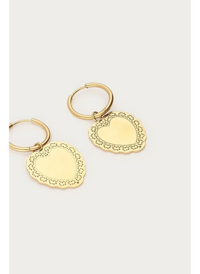 Love Oorringen met Groot Hartvormige Bedel Goud