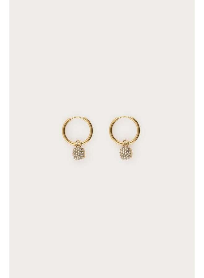 Love Oorringen met Vierkante Strass Steen Goud