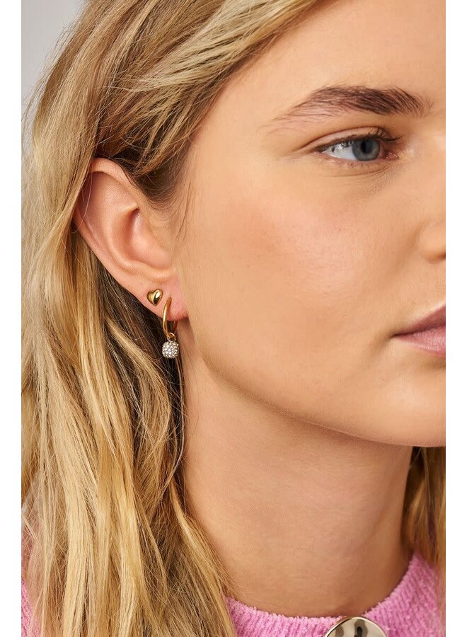 Love Oorringen met Vierkante Strass Steen Goud