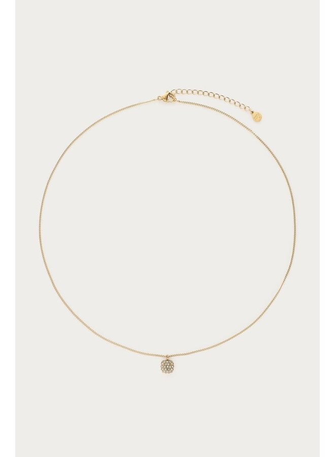 Love Ketting met Vierkante Strass Steen Goud