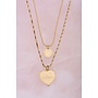 Love Dubbele Ketting met Hartjes Goud