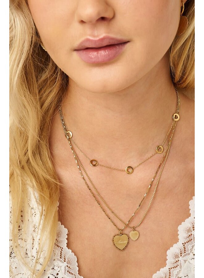 Love Dubbele Ketting met Hartjes Goud