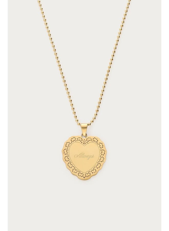 Love Ketting met Hartje 'Always' Goud