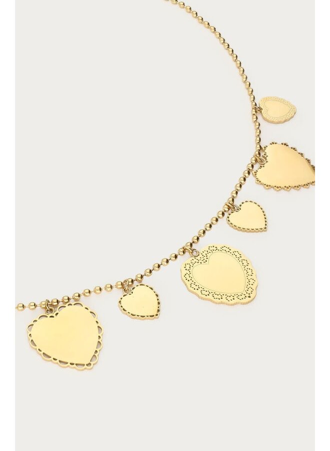Love Ketting met Zeven Hartjes Goud