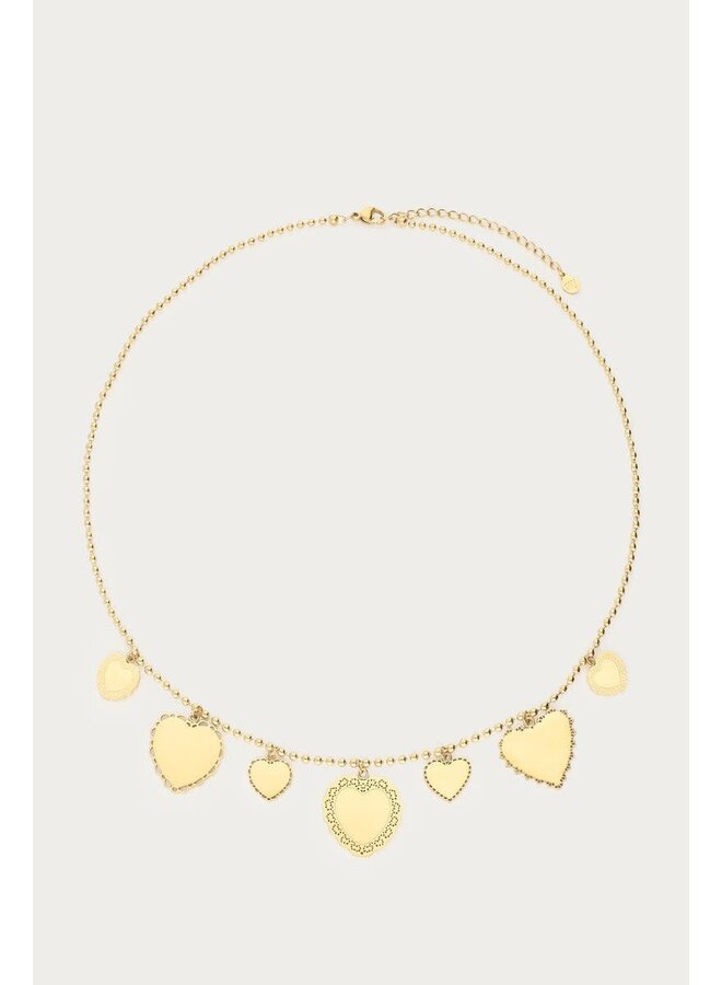 Love Ketting met Zeven Hartjes Goud