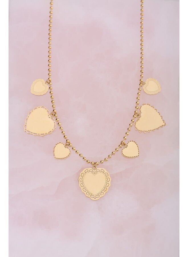 Love Ketting met Zeven Hartjes Goud