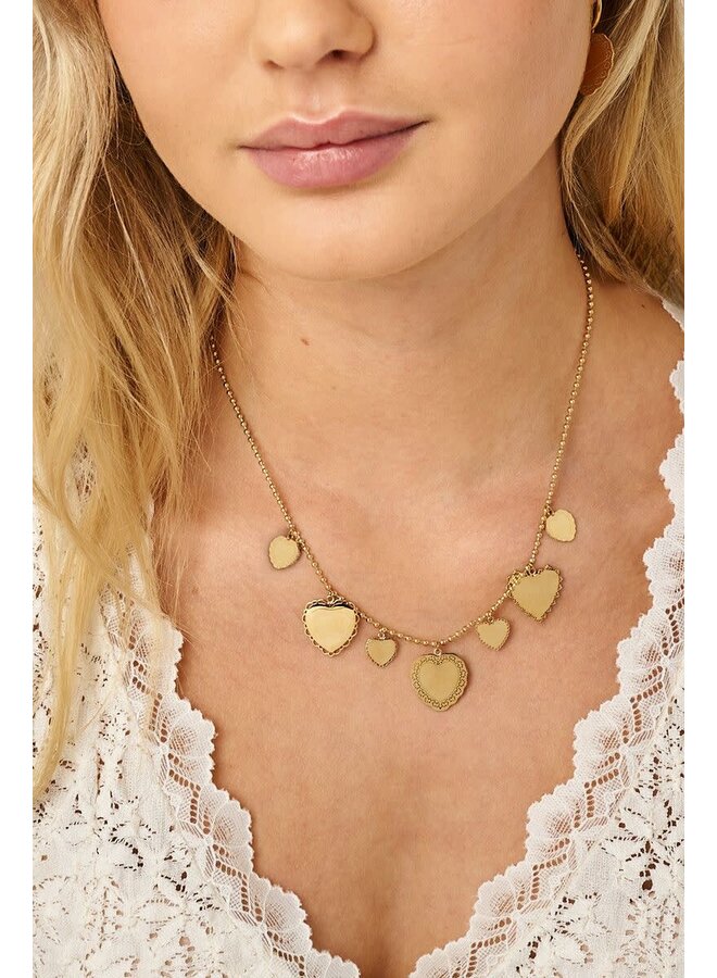 Love Ketting met Zeven Hartjes Goud
