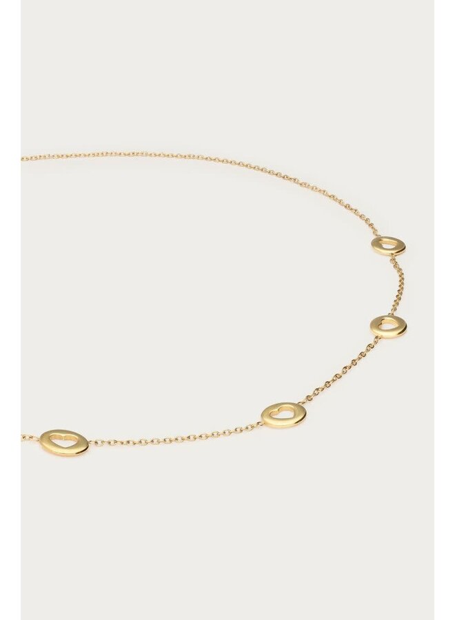 Love Ketting met Open Hartjes Goud