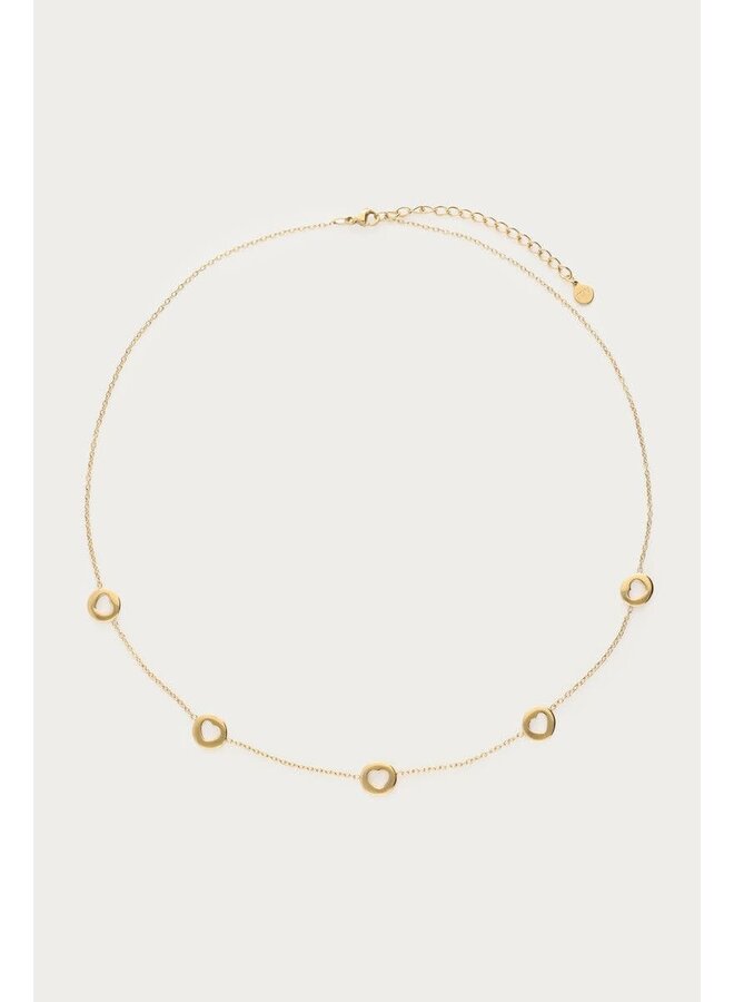Love Ketting met Open Hartjes Goud