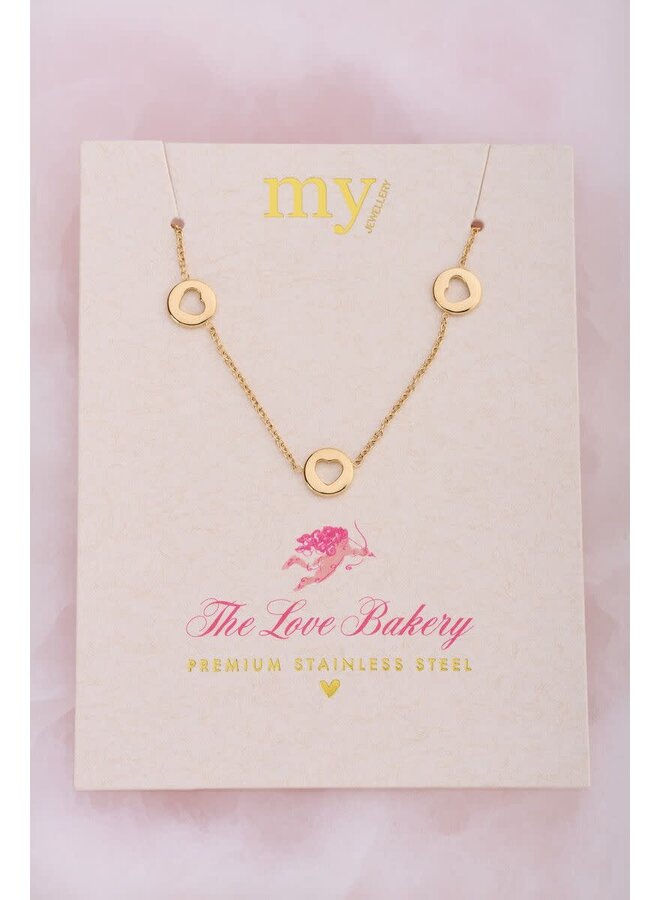 Love Ketting met Open Hartjes Goud