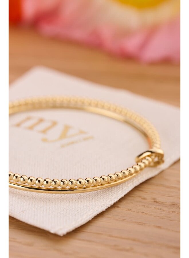 Love Dubbele Bangle met Hartje Goud