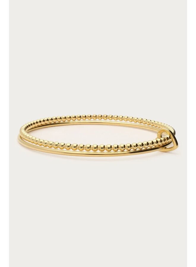 Love Dubbele Bangle met Hartje Goud