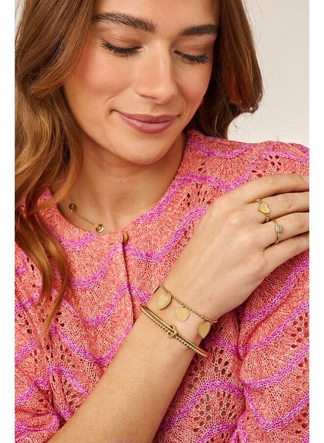 Love Dubbele Bangle met Hartje Goud