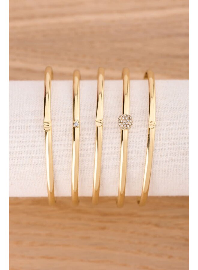 Love Bangle met Grote Strass Stenen Goud