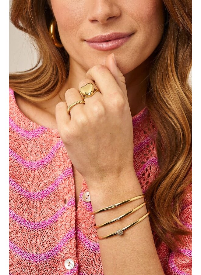 Love Bangle met Grote Strass Stenen Goud