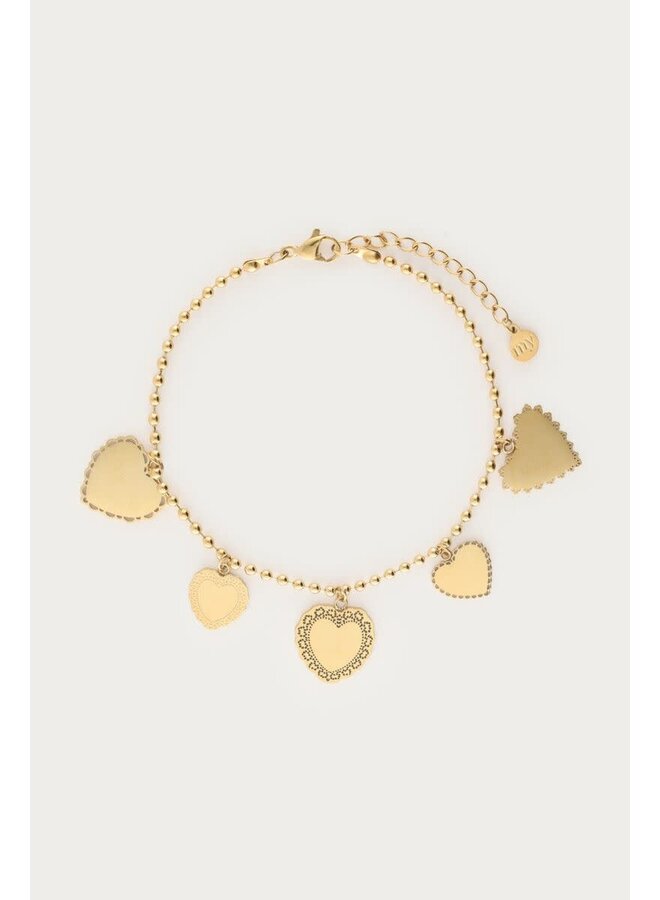 Love Armband met Vijf Hartjes Goud