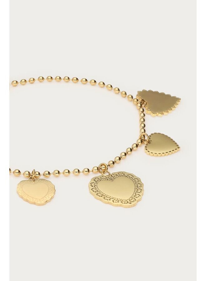 Love Armband met Vijf Hartjes Goud