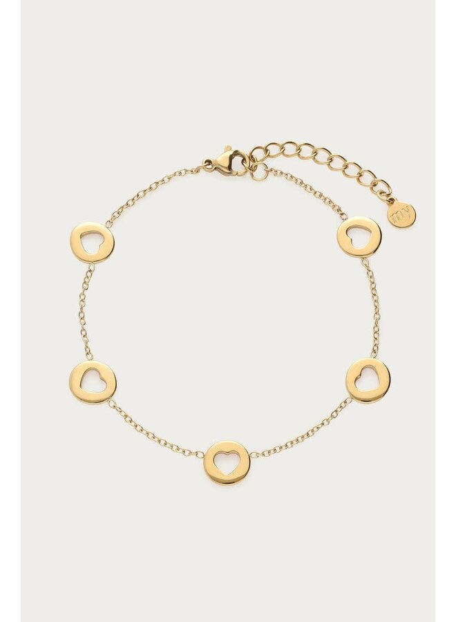 Love Armband met Open Hartjes Goud
