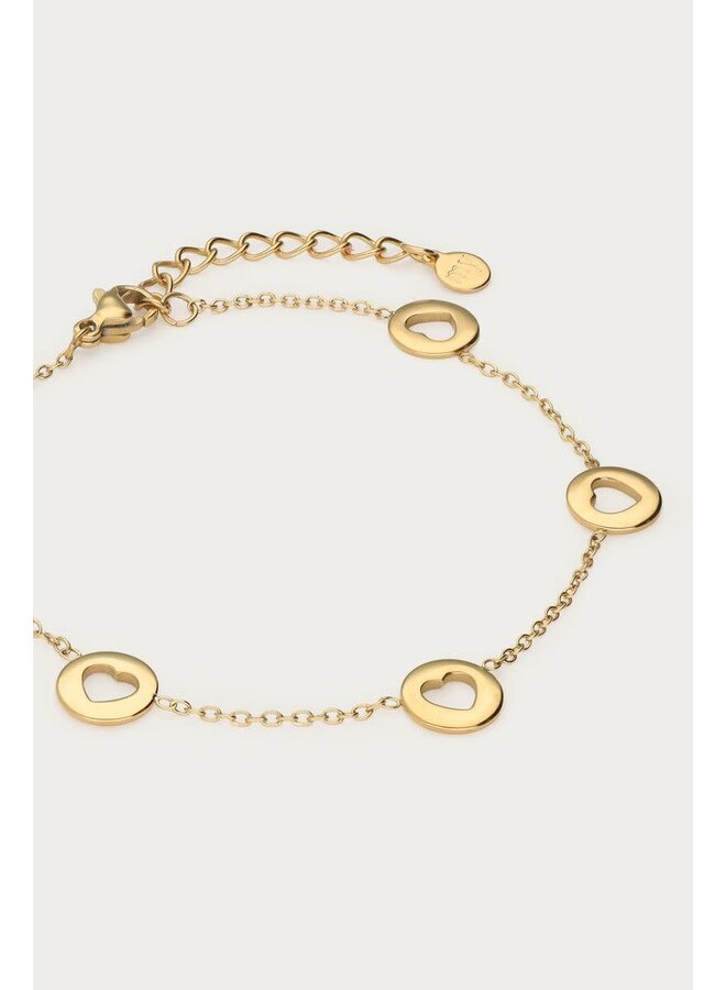 Love Armband met Open Hartjes Goud