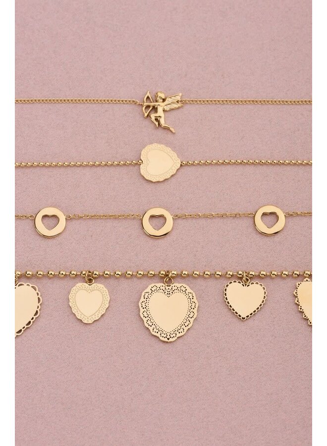 Love Armband met Open Hartjes Goud