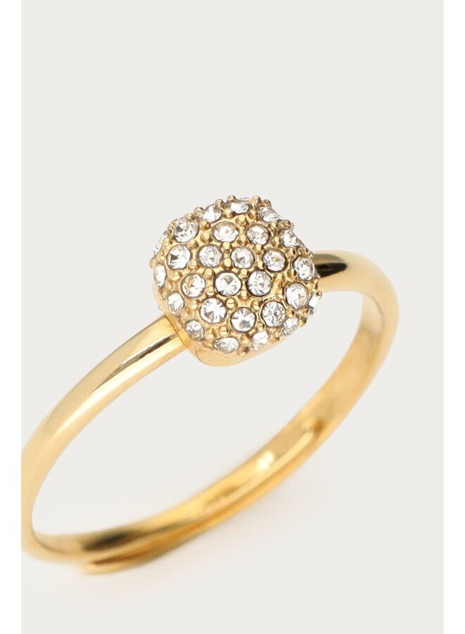 Love Ring met Grote Strass Steen Goud