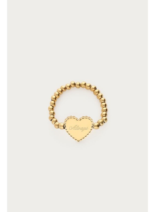 Love Stretch Ring Hartje 'Always' Goud