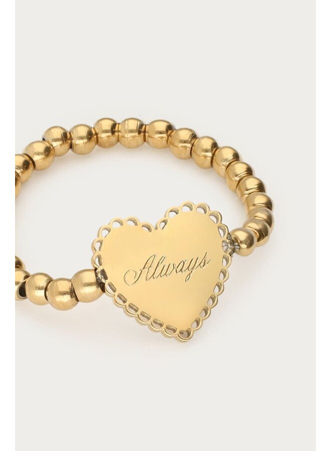Love Stretch Ring Hartje 'Always' Goud