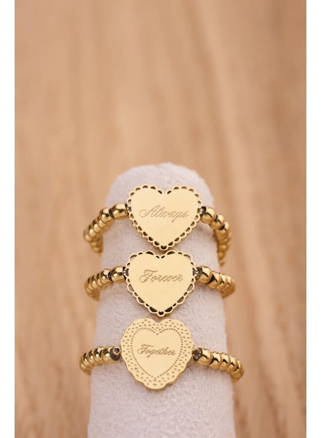Love Stretch Ring Hartje 'Always' Goud