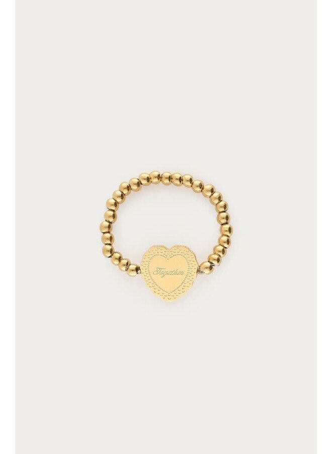 Love Stretch Ring Hartje 'Together' Goud