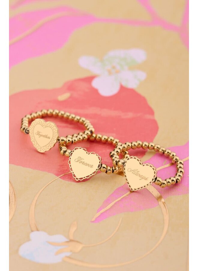 Love Stretch Ring Hartje 'Forever' Goud