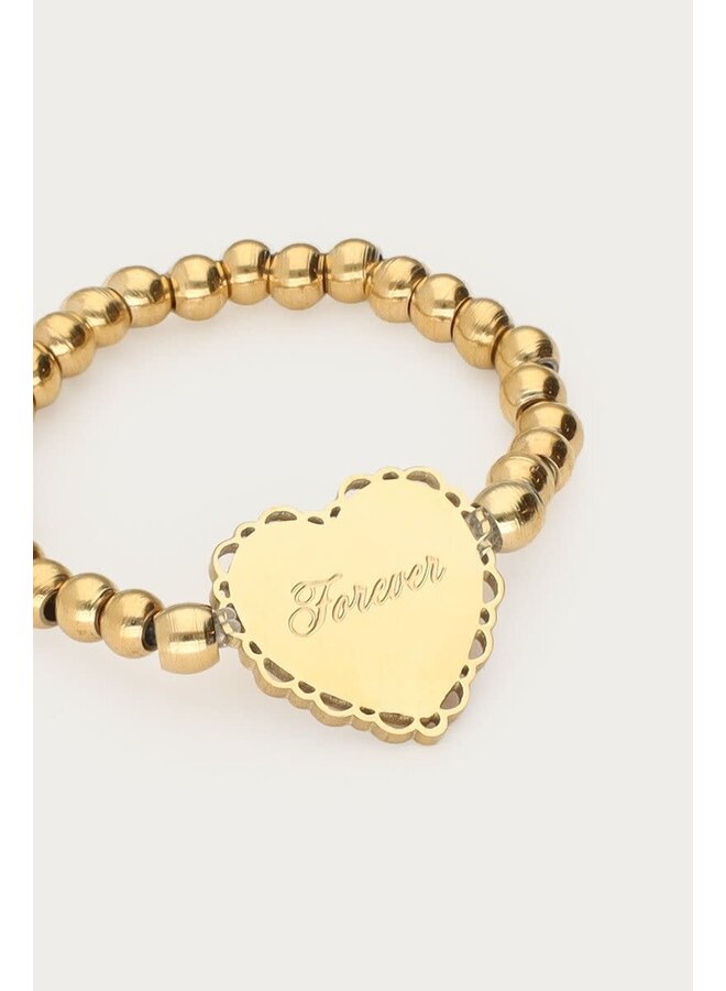 Love Stretch Ring Hartje 'Forever' Goud