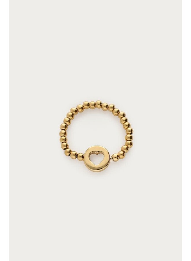 Love Stretch Ring met Open Hartje Goud
