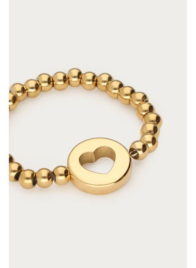 Love Stretch Ring met Open Hartje Goud