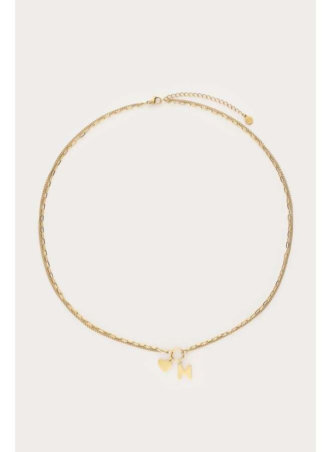 Dubbele Schakelketting met Initial Goud