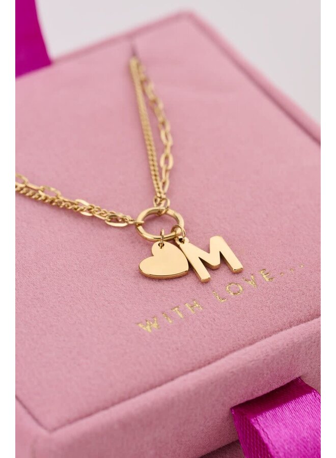Dubbele Schakelketting met Initial Goud