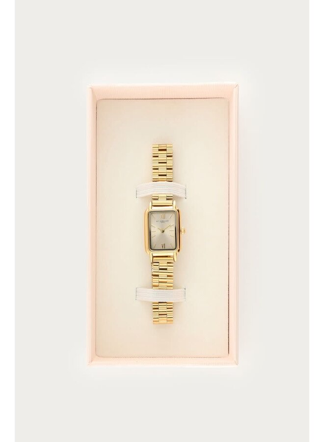 Vierkante Horloge met Peach Wijzerplaat Goud