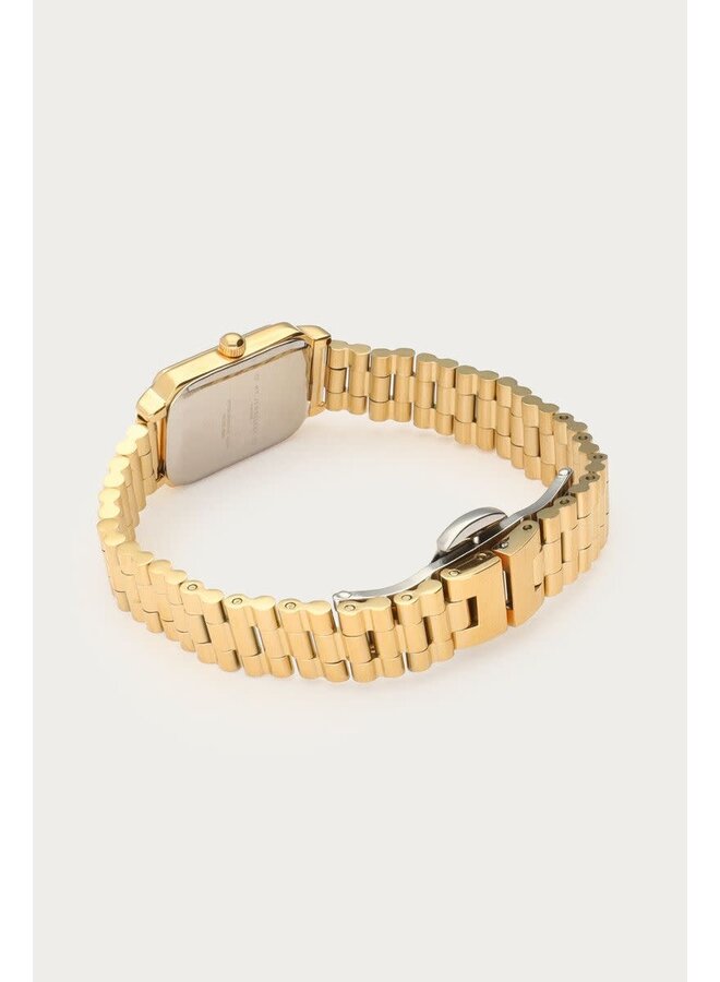 Vierkante Horloge met Peach Wijzerplaat Goud