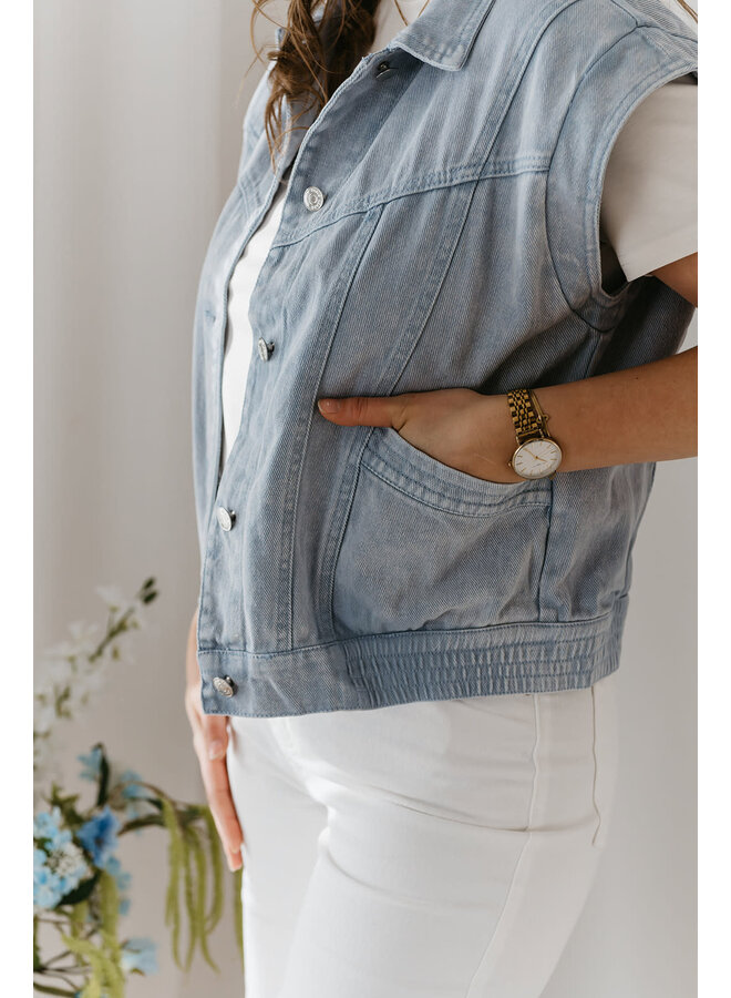 Hannah Sleeveless Denim Vest