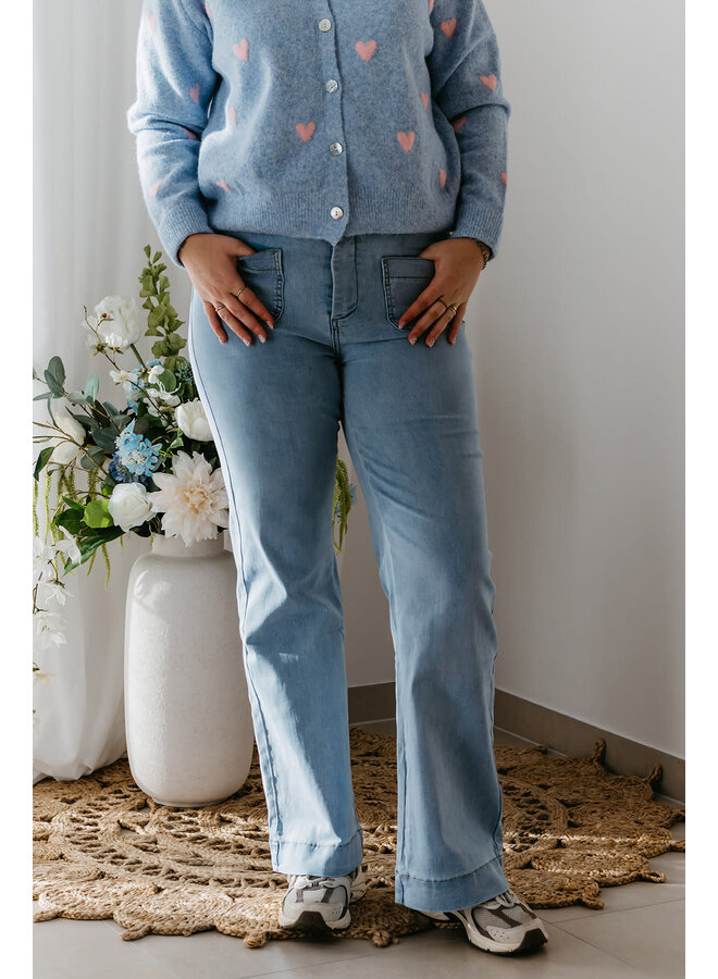 Elena Full Length Flared Jeans Light Blue