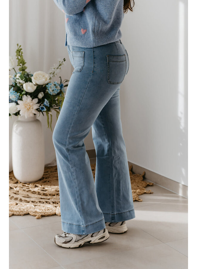 Elena Full Length Flared Jeans Light Blue