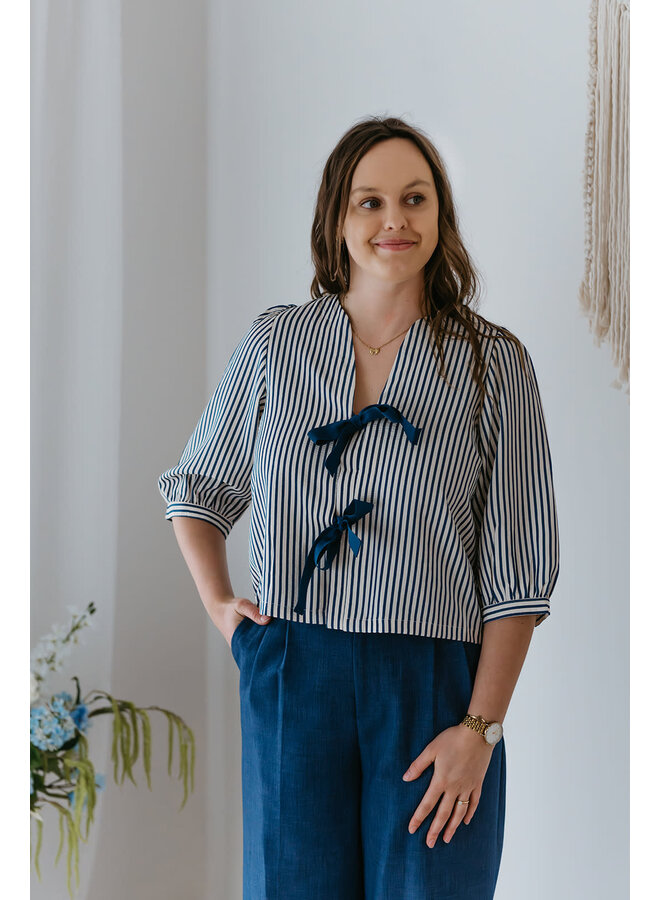 Mila Striped Bow Blouse