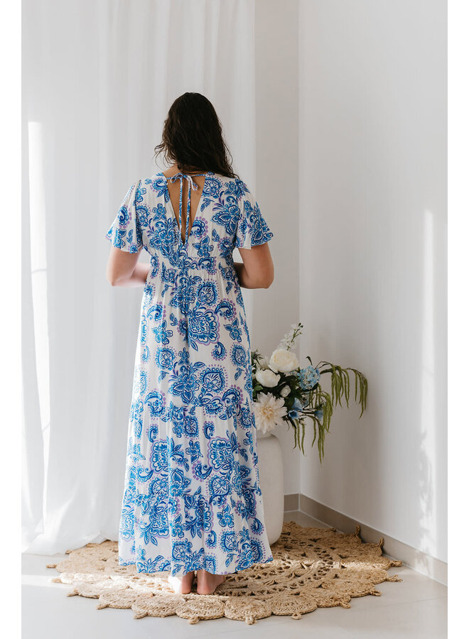 Liene Printed Long Dress Blue