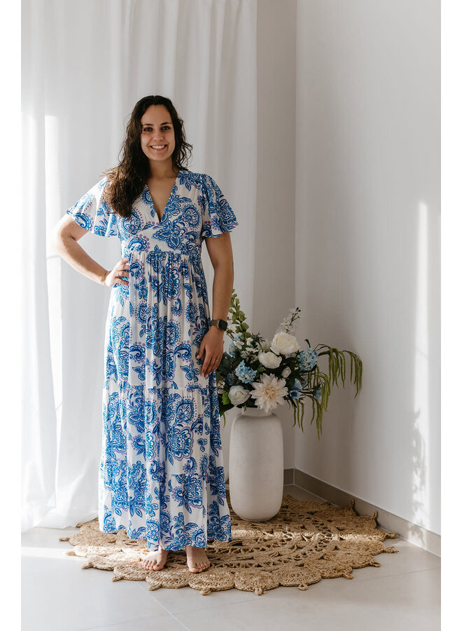 Liene Printed Long Dress Blue