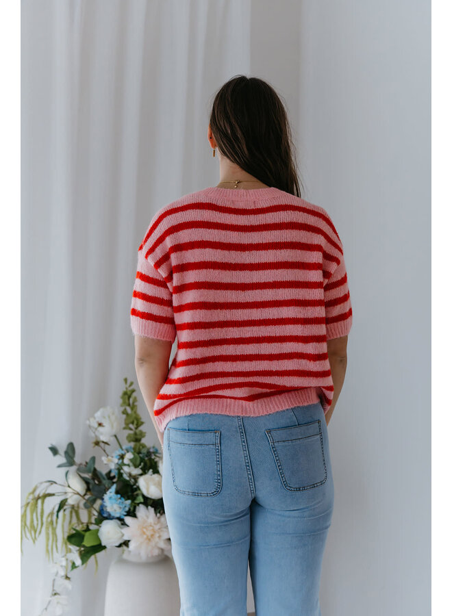 Elin striped Cardigan Red
